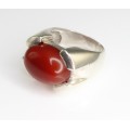 inel statement modernist, cu anturaj carnelian. Danemarca 